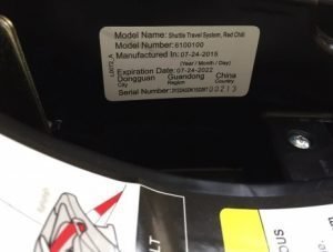 The model number on the car seat base of the recalled Combi Shuttle Travel System