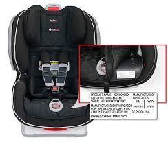 Serial number on the lower frame of the Britax B-safe 35 infant car seat
