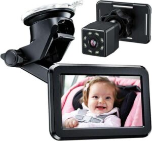 Itomoro Baby Vehicle Mirror, Back Seat Child Car Camera with HD Night Vision Function Car Mirror Display, Reusable Sucker Bracket, Wide-View Angle, 12V Cigarette Lighter, Easily Observe the Baby’s Move. One of the best baby car mirrors for cars with center headrest at the backseat