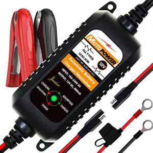 MOTOPOWER MP00205A 12V 800mA Best Battery Charger and Tender, Trickle Charger, and Desulfator with Timer Protection
