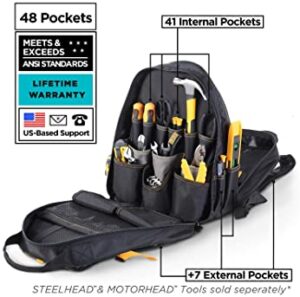 STEELHEAD 48-Pocket Heavy-Duty Tool Backpack, Padded Back Support, Reinforced Bottom, Rubber Feet, Perfect for Mechanics and other technicians. best heavy duty tool backpack