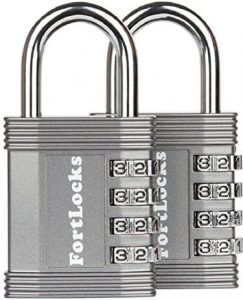 FortLocks 4 Digit Waterproof Combination Lock, Gym Locker, Outdoor and School Locker. Heavy Duty and Resettable